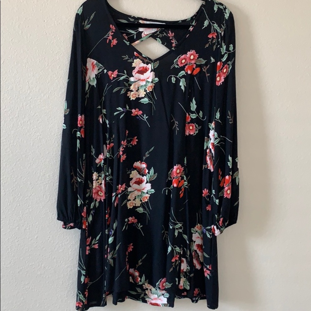 World Market Boho Black Floral Dress